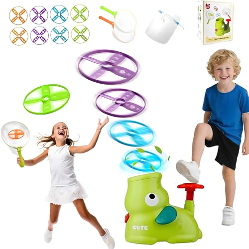 Cylora Outdoor Spiele für Kinder, Fliegende Untertasse Launcher Set, Outdoor Spielzeug ab 3-10 Jahre Junge Mädchen, Propeller Spielzeug für Draußen, Gartenspiele für Kleinkinder ab 3