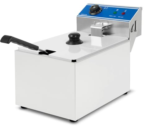 VERTES Friteuse Electrique Professionnelle 8L, 3000W, 230V, Principe de la Zone Froide, Température 50-200°C, Panier à Friture, Fonction Reset, Acier Inoxydable, Fonctionnement à l'Huile