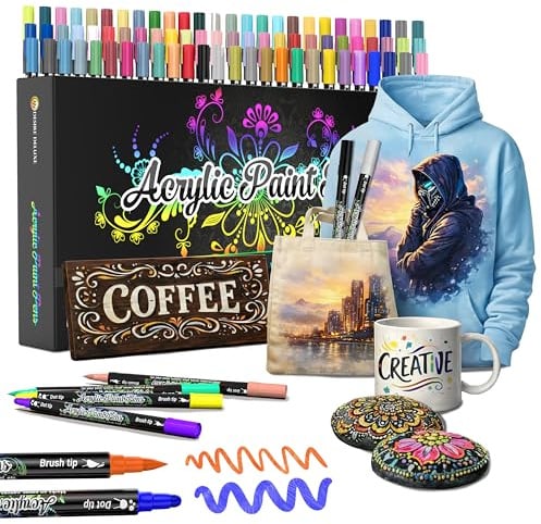 Desire Deluxe Acrylic Paint Pens for Rock Painting, Stone, Ceramic, Glass, Wood, Canvas – Set of 78 Non Toxic Water Based Markers - Great Artists Painting Supplies