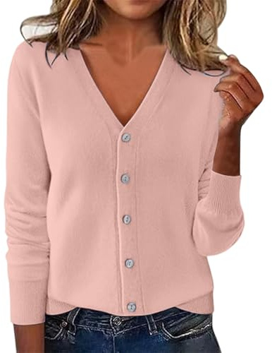 Gilet Femme Grande Taille Col V Cardigan Manche Longue Chic Et Elegant Hiver Chaud Gilets Manches Longues Elegant Long Sweat Leger Veste avec Boutons Casual Couleur Unie