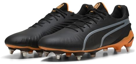 PUMA Mens King .1 SG Soft Ground Football Boots Black/Orange 10 UK