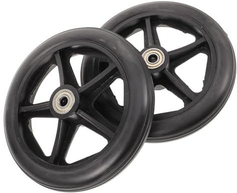 6 Zoll Rollstuhlräder Ersatz Vorne mit Lager, 2 Stück Schwarz | Pvc, Stahl und Kunststoff, für Innenbereich Sowie Gehwege, Leicht zu Montieren und Wechseln