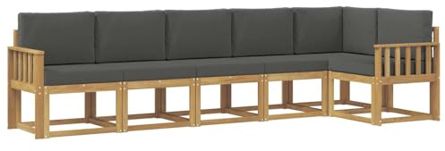 vidaXL Outdoor-Sofagarnitur 6 pcs Weiß und Anthrazit Polyester, Garten, modernes, wetterfestes Ecksofa, Sitzgelegenheit für draußen, Terrassenmöbel, entspannendes Set