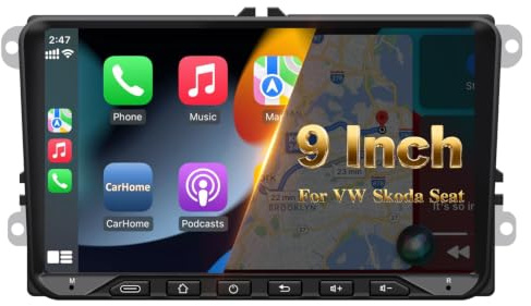 Autoradio für VW Golf 5/6 04-13 Polo 6R 09-17 Touran 03-15 mit CarPlay USB | Radio für VW Golf 5/6 (2004-13) Touran (2003-15) Polo 6R (2009-17) mit Android Auto/Rückfahrkamera/CANbus/Bluetooth/WiFi/GPS