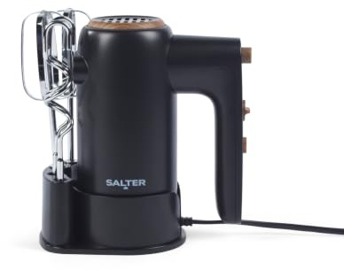 Salter Toronto Hand Mixer, 300 W, 5 Speed Settings, Turbo Function | Easy-Store Base For Compact Storage, 2 Beaters And 2 Dough Hooks Included, Corded Electric With 1 m Cord, 3-Year Guarantee