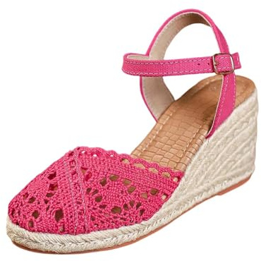 Sandali da donna, espadrillas, zeppa, con zeppa chiusa, lavorate, traspiranti, estive, per tutti i giorni, lavoro e passeggiate