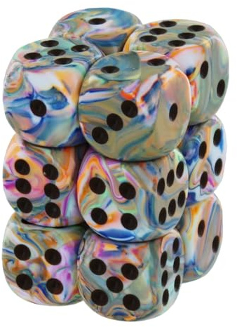 Chessex 16mm d6 with pips Dice Blocks (12 Dice) - Festive Vibrant w/Brown