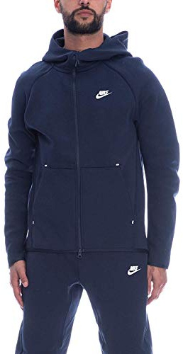 Nike M Nsw Tch Flc Hoodie Fz Sweatshirt - Obsidian/(White), 2XL-T