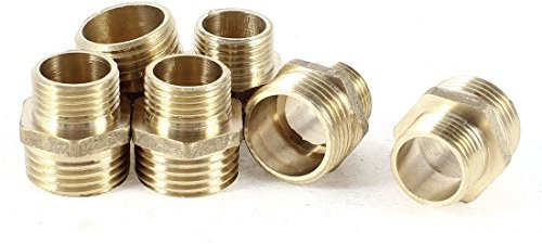 Aexit 6, Armaturenbauteile 16 x 20 mm Außengewinde Reduzierung Messing Siphons Rohrnippel, goldfarben