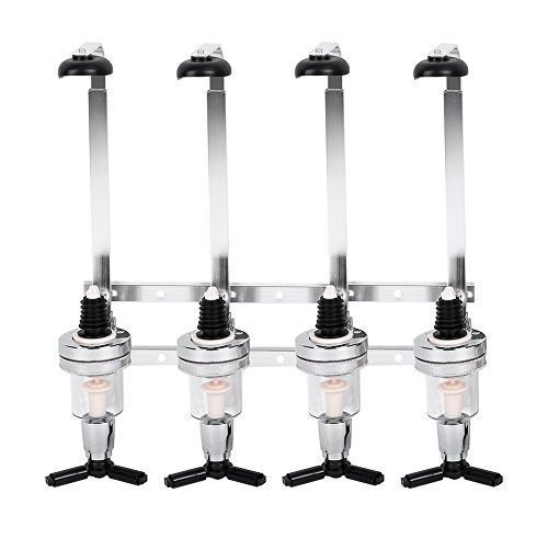SOULONG Portabottiglie e dosatore Spillatore a Parete, Spillatore a Parete 4 Bottiglie in Acciaio Inox, Dispenser Ottico per Acqua, Bevande, Vino, Pipa, da Appendere alla Parete