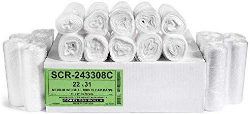 Aluf Plastics Lot de 1000 sacs poubelle de 30 à 45 litres - Gamme de réduction de la source - Calibre 6 microns - Pour la maison, le bureau, la salle de bain, le papier, le polystyrène