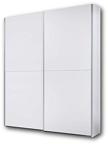 Stella Trading PULS Eleganter Kleiderschrank mit viel Stauraum - Vielseitiger Schwebetürenschrank in weiß, schachbrett weiß - 170 x 195 x 58 cm (B/H/T)