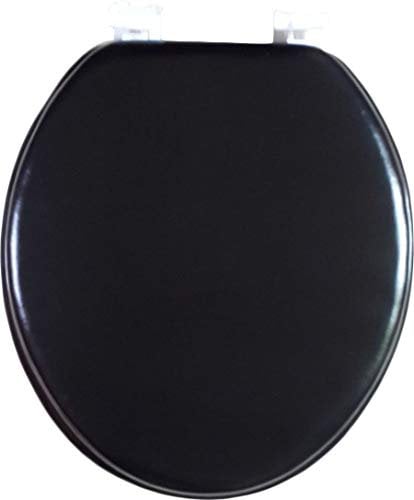 J&V Textiles Soft Round Toilet Seat With Easy Clean & Change Hinge, Padded (Black)*