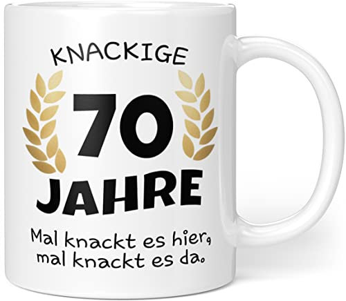 Knackige 70 Jahre Geburtstag | Geschenk zum 70. Geburtstag | Tasse mit lustigem Spruch Geschenkideen (Zum 70. Geburtstag) - Porzellan 300ml