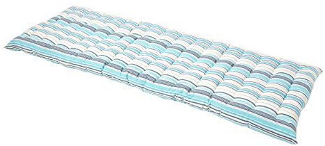 Homescapes gestreifte Bankauflage New England, blau-weiß, Sitzkissen für Bänke und Gartenbänke mit Bezug aus 100% Baumwolle, 3-Sitzer Polsteauflage für Gartenmöbel, 143 x 48 cm, Streifen-Muster