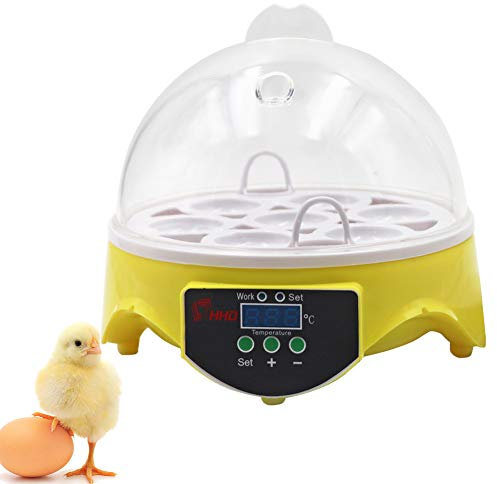 MUALROUS Mini 7 Eierinkubator Digitaler Hühnergeflügelbrutapparat Eierbrutapparat mit automatischer Temperaturregelung für Hühnergansente mit Eierablage EU-Stecker