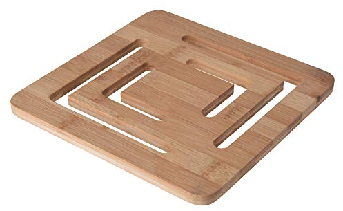 MIK funshopping Untersetzer Topfuntersetzer aus organischem Bambus für Küche, Esstisch, Gartentisch (eckig 20x20x1cm)