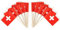 JAVD CYPS 100 Stück Schweiz-Flagge mit schweizer Flaggen, kleine Mini-Sticks, Cupcake-Aufsätze, Schweizer Flaggen, Länderspieße, Party-Dekoration, Feier, Cocktail, Essen, Bar, Kuchenflaggen