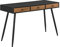 Bureau Stylé à 3 Tiroirs Table Rectangulaire Design avec Pieds en Métal Panneau de Particules 75 x 115 x 48 cm Effet Bois Foncé Noir