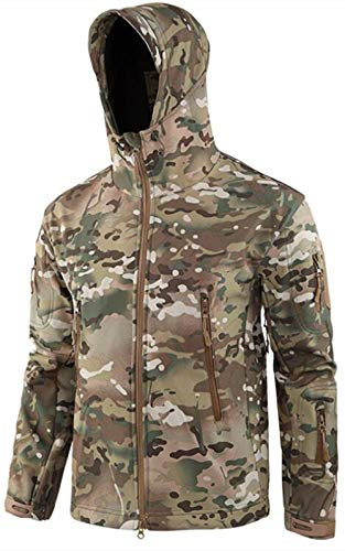 VADOOLL Herren Taktische Jacke Softshell Fleece Kapuzen Outdoor Mantel Warme Winterjacke Militär Softshell Taktische Jacke (CP,M)