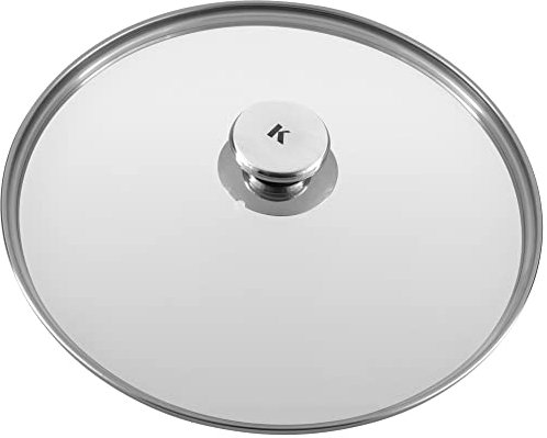 KLAMER Pfannendeckel 28 cm, Edelstahl Universal-Pfannendeckel für Pfannen und Töpfe, Glasdeckel spülmaschinengeeignet mit Überlaufschutz, Topfdeckel