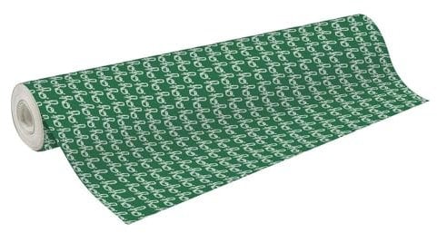 Clairefontaine 211944C - Une Bobine De Papier Cadeau - Alliance 60g - Dimensions : 50x0,70m - Motif : Écriture Hohoho, Blanc, Fond Vert - Emballage Cadeau, Spéciale Grande Longueur, Papier Cadeau