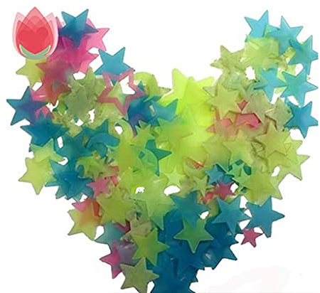 100 Stücke 3D im Dunkeln leuchten Sterne u0026 Mond Aufkleber Fluoreszierende Wandaufkleber Leuchtende Wandkunst Wandtattoo Aufkleber für Kinder Baby Schlafzimmer Wände Decke des Sternenhimmels Zufä