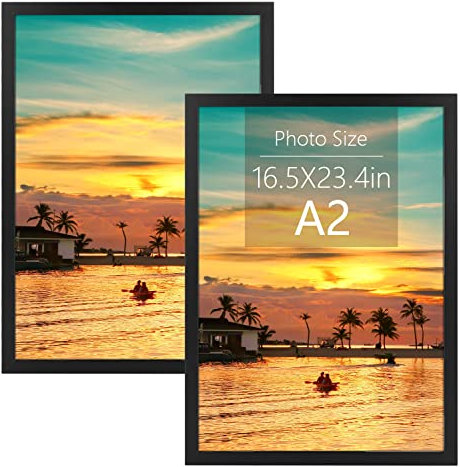 Frametory A2 Rahmen schwarz mit Plexiglas, 2er Set