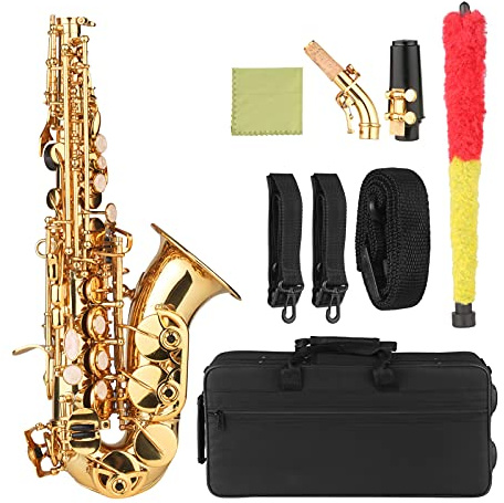 Btuty Bb Saxophone Soprano Gold Lacquer Brass Sax with Instrument Case