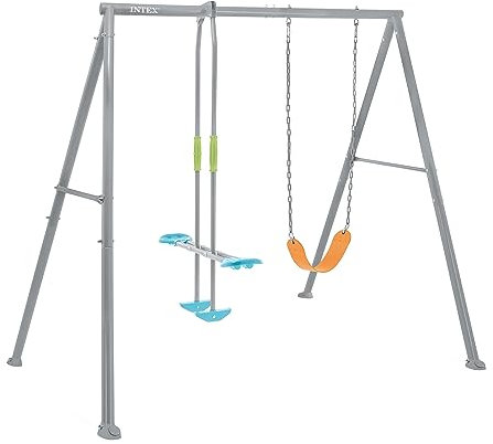 INTEX 44122E Schaukel-Set: Höhenverstellbarer Schaukel und Gleiter, kunststoffbeschichtete Kette, rostbeständiger Stahlrahmen, Ankersystem, einfache Montage