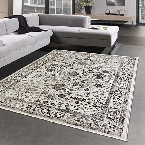 CARPETIA Dezenter Orientteppich mit Pflanzen Verzierungen & Ornamenten in Creme, 240 x 340 cm