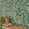 Mosaikfliese Glasmosaik Pfau grün 29,8x29,8 cm glänzend WAND DUSCHE BAD BADEWANNENVERKLEIDUNG KÜCHE WC Fliesenspiegel Mosaikmatte Mosaikplatte