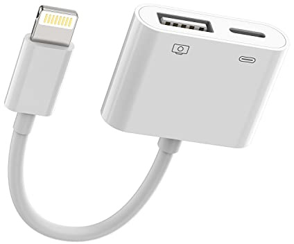 for iPhone OTG Adapter Charge Cable Dongle(2in1) Lightning Male to USB Splitter Camera Card Reader Mouse Keyboard Memory Stick Flash Drive Cord for Apple 14 13 12 11 ProMax for iPad Charging Converter