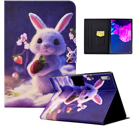 CXTCASE Funda para Lenovo Tab P11 (2nd Gen) 11.5 2022, Tablet Cárcasa Cuero PU Magnetica para Lenovo Tab P11 (2nd Gen) 11.5 2022, Conejo Fresa