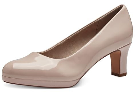 Jana Damen Pumps mit Blockabsatz Vegan, Beige (Rose Patent), 36 EU