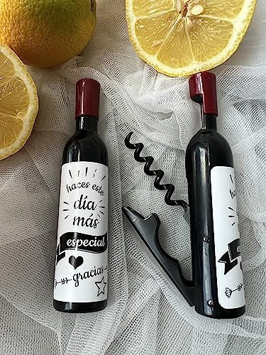 Uvimark - Pack de 25 Sacacorchos Magnéticos con Mensaje haces este día... - Saca corchos para Botellas Vino - Regalos para Detalles Bodas, Comuniones, Bautizos, Cumpleaños - Regalos Personalizados