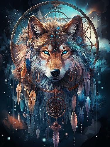 Hoobee 5D Diamond Painting Wolf, Diamond Painting Bilder Tier, Diamond Painting Erwachsene, Vollbohrer Stickerei Kreuzstich Kunst Handwerk für Zuhause Wanddekoration 30×40 cm-32