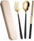 BebeXi Bacchette Sushi Bacchette Cinesi Bacchette Set di cucchiai Portatili riutilizzabili in Acciaio Inossidabile Stoviglie in Tre Pezzi per Adulti