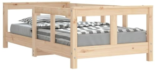 vidaXL Kinderbett, Kinder Bettgestell mit robusten Latten, Hausbett für Kleinkinder ab 4 Jahren, Einzelbett Kinder Jugendbett Holzbett, 70x140 cm Massivholz Kiefer
