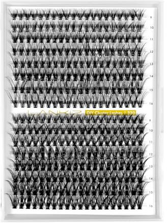 Lot de 320 cils individuels LANKIZ 30D + 40D Curl 9-16 mm Mix Cluster Lashes DIY Faux Cils pour extensions de cils individuels Réutilisables