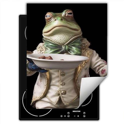 SMTDeco Protection plaque de cuisson,Tapis Protection Protecteur,Tapis enroulable pour cuisinières électrique, à induction 40x52 cm une pièce grenouille blanche (105498)