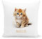 DEL MÀ Unique & Personal Katzen Kissen personalisiert mit Namen Kinderkissen Kuschelkissen Kinder Geschenk Kinderzimmer Deko Junge Mädchen Zierkissen Dekokissen 40x40 cm inkl. Füllung und Bezug