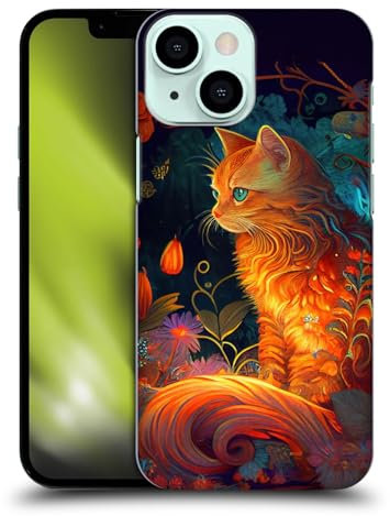 Head Case Designs Officially Licensed JK Stewart Cat Art Hard Back Case Compatible With Apple iPhone 13 Mini