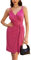 Damen Ärmellose Hohe Taille Cocktailkleid Doppeltem Träger Festliche Kleider Rose Rot L