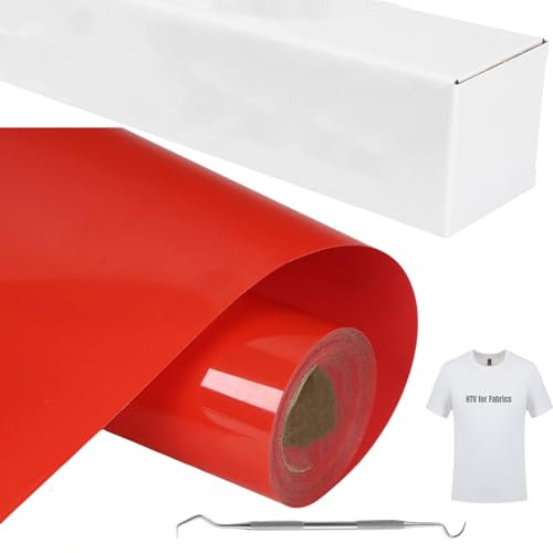 EURXLQ Vinyl Heat Transfer Vinyl,12x6FT(30.5x180cm) Iron on Vinyl for Cricut Carving Machine,HTV Vinyl for Cloths,Hats,Fabric (Red)