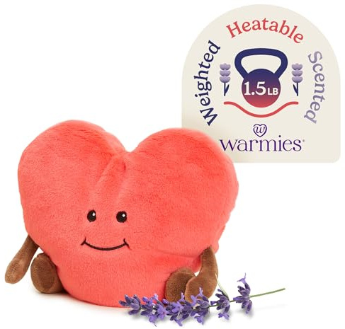 warmies Microwavable & Weighted Stuffed Animals, Heart - Heated Stuffed Animal Plushie for Warmth & Comfort - Cute Soft Plush Toys for Adults & Children (Boys, Girls, Babies & Toddlers)