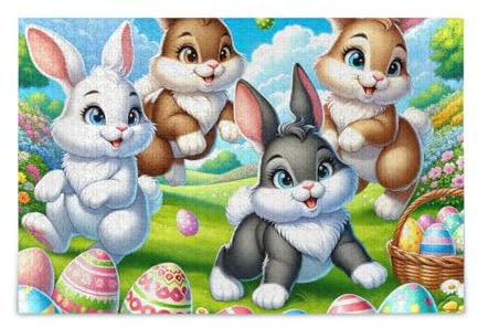 ODAWA 1000 Teile Puzzle Ostern Hasen und Eier Puzzle Spiel Home Wall Artwork für Erwachsene Familien