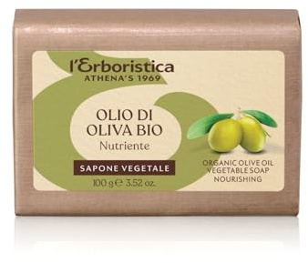 L'Erboristica Athena's Pflanzenseife mit Olivenöl, nährende Seife, 100 g, hergestellt in Italien