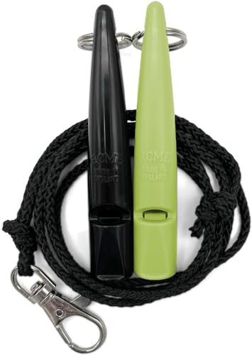 ACME Hundepfeife No. 211,5 mit Pfeifenband | Im Doppelpack | 2 Pfeifen inklusive 2 Bänder | Ideal für den Rückruf - Laut und weitreichend (Black + Lime Green)
