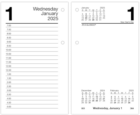 AT-A-GLANCE 2025 Tischkalender Nachfüllung, täglich, 8,9 x 15,2 cm, Standard, lose Blätter (E7175025)
